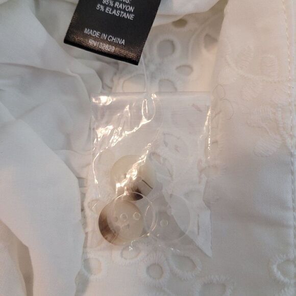 Majorelle Eyelet Krina Crop Top XS White Button Up Puff Sleeve Rockabilly Boho - Picture 12 of 15